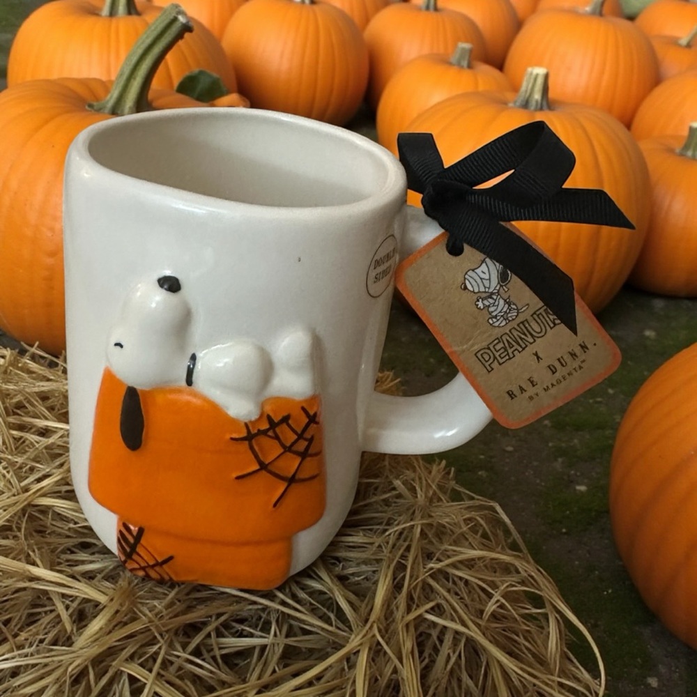 SOLD PEANUTS Snoopy and RAE DUNN‎ FALL PUMPKIN & Halloween Mug NEW - Picture 2 of 8
